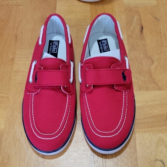NWOT POLO Ralph Lauren Canvas Slip On EZ Strap w/ Velcro Closure Boat Shoe - Picture 2 of 11